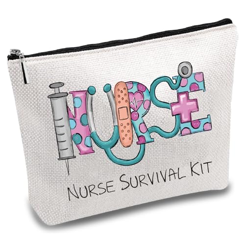 CREATCABIN Krankenschwester-Überlebenskit-Tasche,Still-Make-Up-Tasche,Kosmetiktasche,Mehrzweck-Stifteetui Metall-Reißverschlusstasche,Kulturbeutel,Reisetasche,Geldbörse Für Frauen,Schulzubehör,25x18cm von CREATCABIN