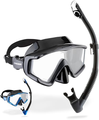 CRESSI Liberty Triside & Epsilon Dry Black/Graphite - Liberty Triside Maske und Epsilon Dry Schnorchel Set Combo zum Schnorcheln und Tauchen, Schwarz/Graphit, Einheitsgröße, Unisex von CRESSI