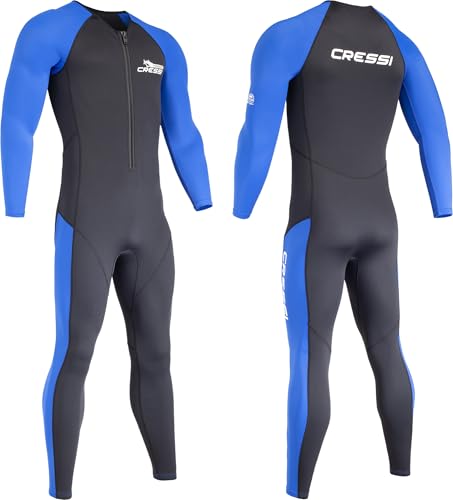 CRESSI Men's Wahoo Man Monopiece Wetsuit 2mm Einteiliger Neoprenanzug und Elastan aus 1,5/2 mm, Schwarz/Blau, XXXL/7 von CRESSI