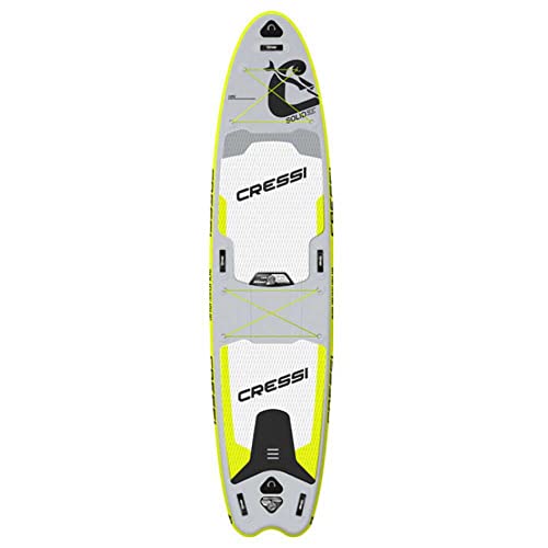 Cressi Isup Complet Set-Solid Tandem Dc Isup Set,SUP Board Kit Einfach aufzublasen(weniger als 10 Minuten)Komplett mit allem notwendigen Zubehör für den Transport, Grau/Fluo,12'2',Unisex Erwachsene von CRESSI