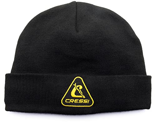 Cressi Unisex Mütze – Schwarz/Gelb – Warme Wintermütze aus Acryl mit Ohrenklappen für Bootstouren und Outdoor-Aktivitäten von CRESSI