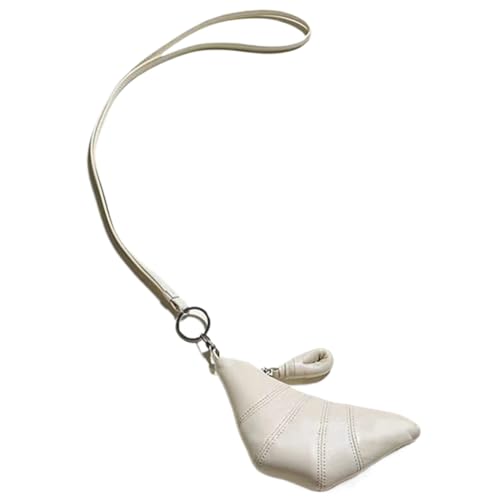 CRGANGZY Mini-Croissant-Tasche für Damen, modische Lippenstift-Tasche, einfarbig, um den Hals, Knödeltasche, PU-Leder, kleine Aufbewahrungstasche für Schlüssel, (weiß) von CRGANGZY