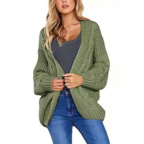 Damen-Strickjacke-Pullover 100% Baumwolle, kopiert Lange Ärmel übergroße Strickjacke (Color : Green, Size : S) von CRMY