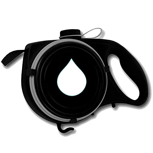 Multifunktionale Hundeleine, integrierte Wasserflasche 4 in 1 Funktion mit zusammenklappbarer Schüssel und Müllbeutelspender (Color : Black) von CRMY