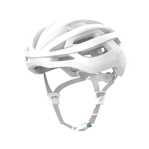 CRNK Helmer Hyper Fahrradhelm – Ultraleichter Fahrradhelm für Damen & Herren, Magnetverschluss, Verstellbare Passform, Aerodynamisch & Stoßfest, In-Mold EPS + PC Schale (White, L) von CRNK