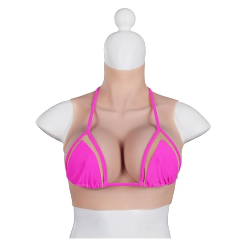 CROXZZNB Crossdresser Silikon-Brustplatte, realistische hohe Kragen gefälschte Brüste B-H Cup Brust Formen für Drag Queen Transgender,Color 1,D Silicone von CROXZZNB