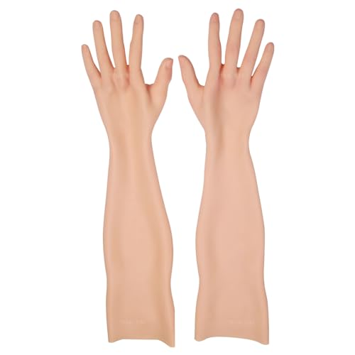 CROXZZNB Realistische Silikon Handschuhe weibliche Simulation Haut Crossdressing voller Länge Arme für Transgender Drag Queen Prothese,Color 1,Without Nails von CROXZZNB