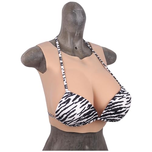 CROXZZNB Silikon Brustplatte Rundhalsausschnitt Soft Fake Brüste Enhancer Rücken Hohle Brust Formen für Crossdresser Drag Queen,Color 2,E Cup von CROXZZNB