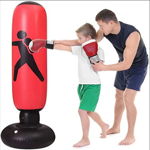 160cm freistehende Box-Zieltasche, Aufblasbarer Boxsack, aufblasbarer Boxsack für Erwachsene Kinder, Fitness Punch Tower Speed Bag für Bewegung und Stressabbau von CRSUSUKJ