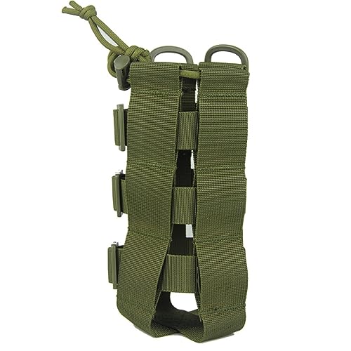 CRSUSUKJ Taktisch Flaschenhalter,Militär Nylon Trinkflaschenhalter Rucksack Flaschenhalter,Einstellbare Breite von 7-15 cm,Kordelzug Wasserflaschenhalter für Camping Wandern Outdoor Sport. (grün) von CRSUSUKJ