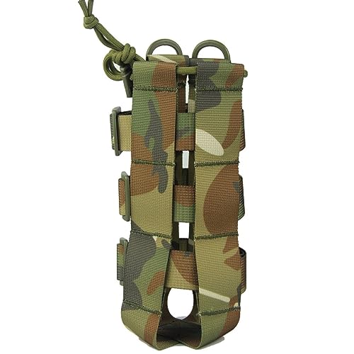 Taktisch Flaschenhalter,Militär Nylon Trinkflaschenhalter Rucksack Flaschenhalter,Einstellbare Breite von 7-15 cm,Kordelzug Wasserflaschenhalter für Camping Wandern Outdoor Sport. (Camouflage grün) von CRSUSUKJ