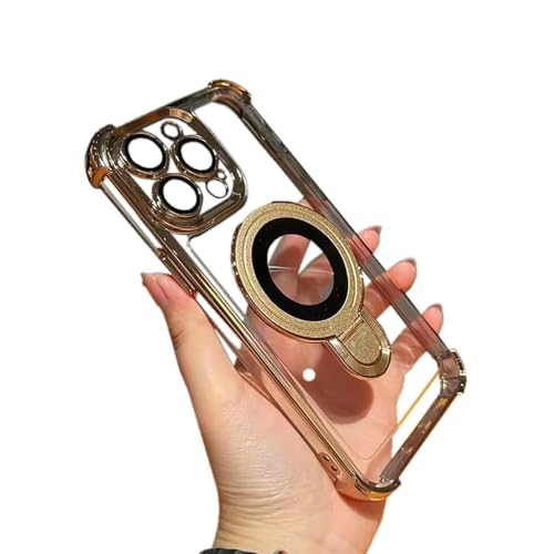 CRTZHA Accurateg.Uc24 for iPhone Case, Four Corners Air Cushion Anti-Drop Cell Phone Case, Airbag Anti-Fall for iPhone Case with Invisible Ring Stand, for iPhone 12 13 14 15 Pro Max (12,Gold) von CRTZHA