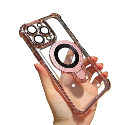CRTZHA Accurateg.Uc24 for iPhone Case, Four Corners Air Cushion Anti-Drop Cell Phone Case, Airbag Anti-Fall for iPhone Case with Invisible Ring Stand, for iPhone 12 13 14 15 Pro Max (12Pro,Pink) von CRTZHA