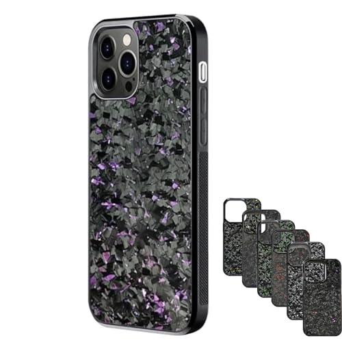 Forged Carbon Fiber Phone Case, Shockproof Magnetic Case Cover, Built-in Metal Plate for Magnetic Mount, Support Wireless Charging, for iPhone 12/13/14/15 Pro Max (14 Pro,Purple) von CRTZHA