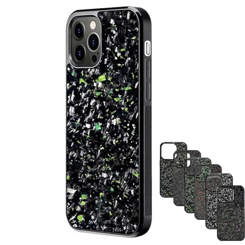 Forged Carbon Fiber Phone Case, Shockproof Magnetic Case Cover, Built-in Metal Plate for Magnetic Mount, Support Wireless Charging, for iPhone 12/13/14/15 Pro Max (15 Pro,Green) von CRTZHA