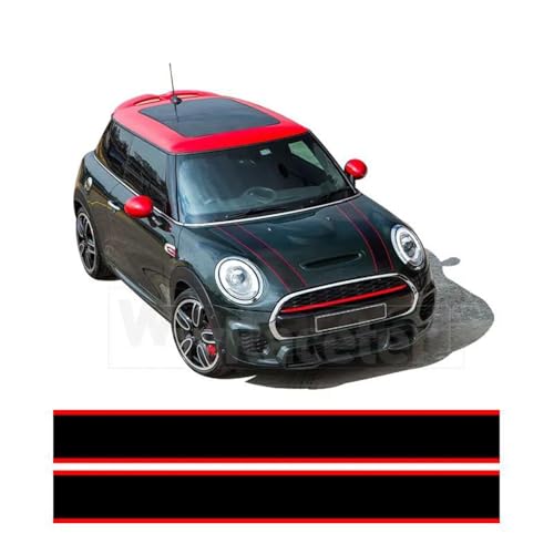 CTLTSRX Auto Motorhaube Aufkleber Motorabdeckung Rally Line Motorhaube Streifen Aufkleber, für Mini Cooper R55 R56 R57 R58 R59 R60 R50 R52 R53 F54 F55 F56 F60 von CTLTSRX