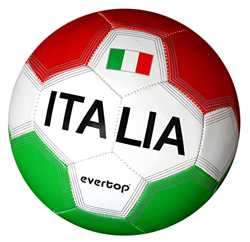 Evertop Fußball für Training oder Spiel, Größe 5 glänzend, Italien (Farbe: Grün, Weiß, Rot) von CUCUBA