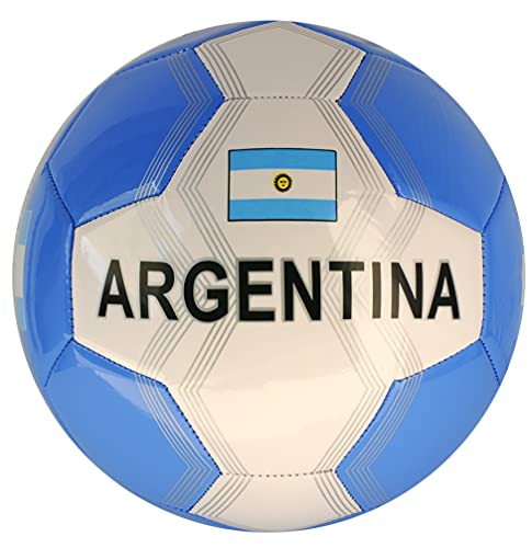 Fußball Argentinien mit silberfarbener Flagge Größe 5 Farbe Weiß / Hellblau von CUCUBA