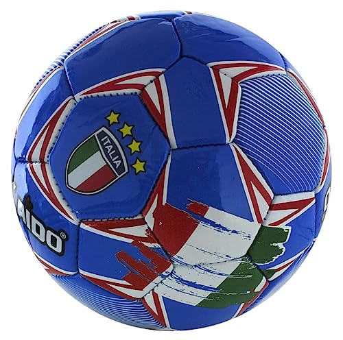 Fußball Trainingsball oder Match Größe 2 Durchmesser 14 cm glänzend Italien (Dominante Farbe: Hellblau) von Cucuba