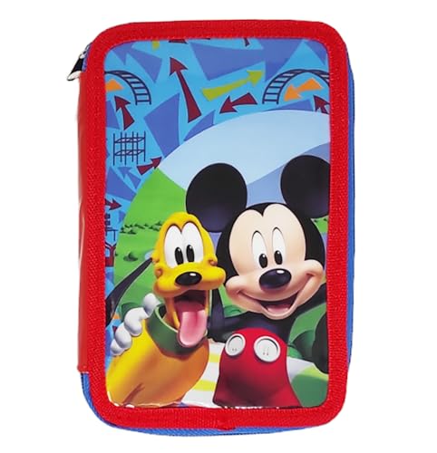 Mickey Mouse Federmäppchen mit drei Fächern, für 43 Teile, Geschenkidee von CUCUBA