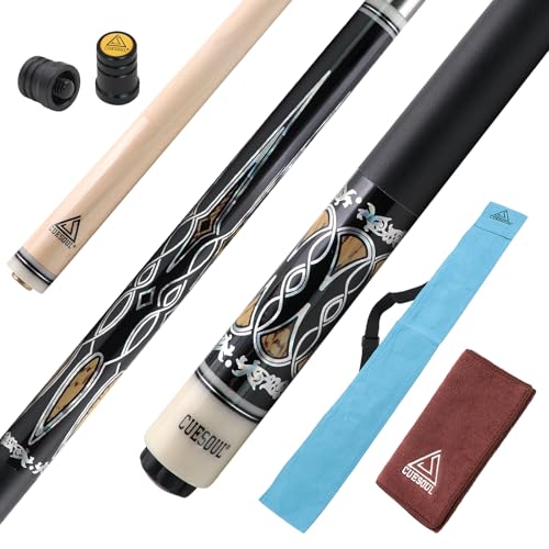 CUESOUL 58 Zoll Pool-Queue,21oz,13 mm Spitze, Billard-Queue mit Irish Wrap, verpackt in blau Queue-Tasche von CUESOUL