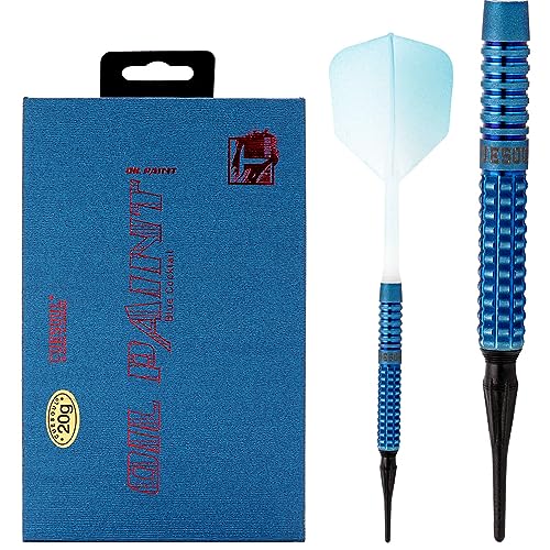 CUESOUL Blue Cocktail 20g Soft Tip 90% Tungsten Dart Set mit Ölfarbe Finish und Farbverlauf ROST Flights von CUESOUL