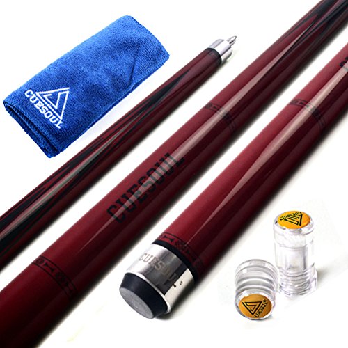 CUESOUL SOOCOO Series 58 "19 Unzen 12.75mm Tip Maple-Pool Queue Set mit Gelenk/Wellenschutz und Cue Handtuch von CUESOUL