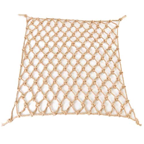 bandezid Hanfseil-Dekonetze, Seil, Jute, Webenetz, rutschfest, Hanfnetz, dekoratives Netz, Durchmesser 4 mm, Maschenweite 10 cm, Hanfseil, 2 x 4 m von CUHAWUDBA