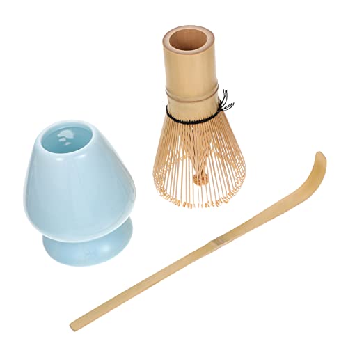 1 Satz hausgemachter Schaufellöffel, japanischer handgefertigter Hersteller, Matcha-Zubereitung, traditioneller Stil, grüne Werkzeuge, Sky-Set für die Herstellung von Keramik-Tee, blaues Kit für von CUNTO