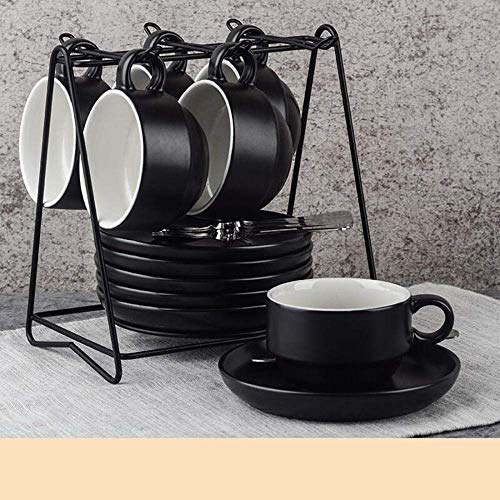 CUNTO 6-teiliges Set, kontinentales einfarbiges Espressotassen-Set, Keramik-Teeservice, Anzug, Kaffeetassen-Set, 145 ml von CUNTO
