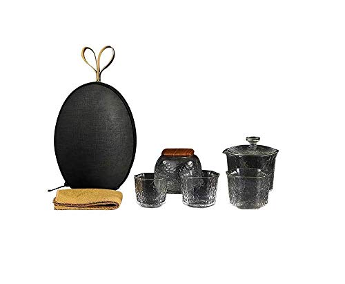 CUNTO Exquisites tragbares Reise-Teeset mit hoher Borosilikatglas-Tasse, Kung-Fu-Teeset für den Haushalt von CUNTO