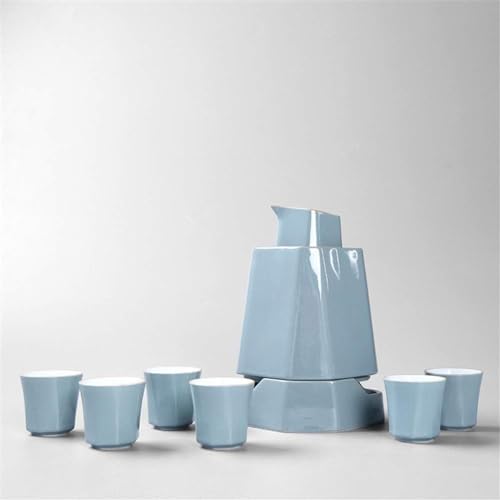 CUNTO Japanisches Keramik-Sake-Set mit Sake-Wärmer, Sake-Topf, Blaue Tee-Sets (blau) von CUNTO