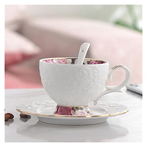 CUNTO Keramik-Kaffeetasse, Keramik-Tassen und Untertassen-Set, kontinentales Tee-Set, Kaffeetasse, weißes Porzellan, Nachmittagstee-Tassen-Set, Tassen (Farbe: XS) von CUNTO
