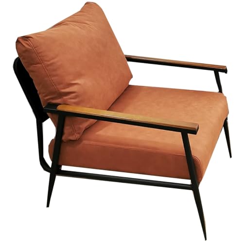CUNTO Moderner Akzentstuhl mit Armlehnen, gepolsterter Sessel für Wohnzimmer, gepolsterter Lounge-Lesestuhl, Liegestuhl mit Metallrahmen für Schlafzimmer, Büro (Farbe: /Orange B) von CUNTO