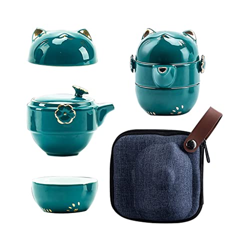 CUNTO Porzellan-Teebecher mit Sieb, Filter und Deckel, tragbares Keramik-Tee- und Kaffeetassen-Set für Büro, Reisen und Zuhause, Küchenutensilien (Farbe: Grün) von CUNTO