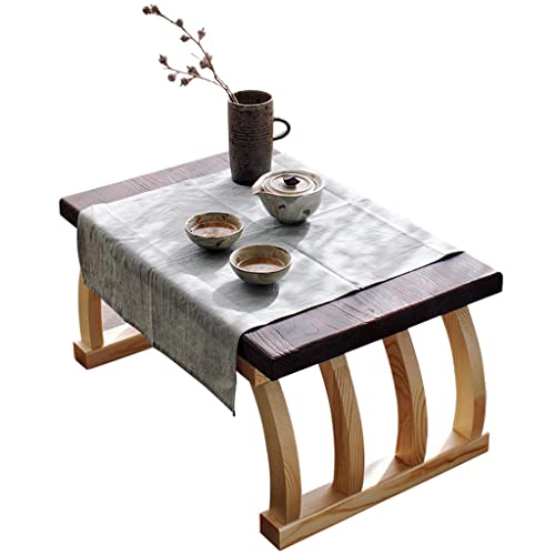 CUNTO Retro-Couchtisch, Couchtisch, Erkerfenster-Bogenfußtisch, japanischer Tatami-Tisch, geeignet für Wohnzimmer und Schlafzimmer (Farbe: Braun, Größe: 70 x 45 x 30 cm) (Braun 70 x 45 x 30 cm) von CUNTO