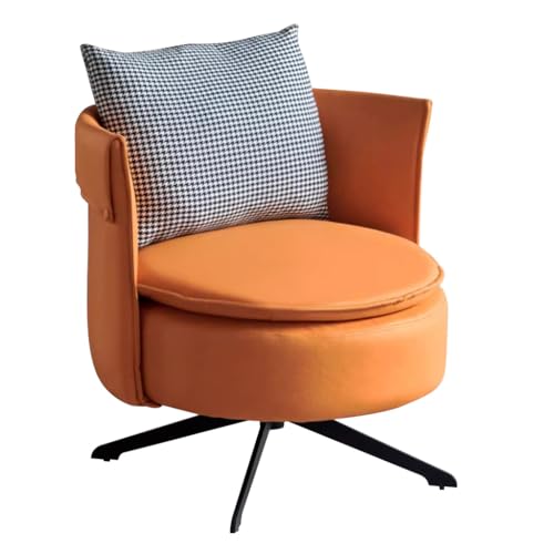 CUNTO Sessel-Akzentstuhl, moderner Drehstuhl mit Kissen, gepolsterter Lounge-Sofastuhl mit Stahlrahmen und weichem Kissen für Wohnzimmer, Belcony, Schlafzimmer (Farbe: Orange) von CUNTO
