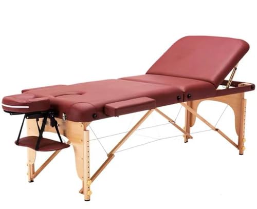 CUNTO Tragbares Bett, Massagetherapiebett, Spa-Massagebetttisch, dreifach verstellbar und faltbar, mit Vliesbeutel (rot) von CUNTO