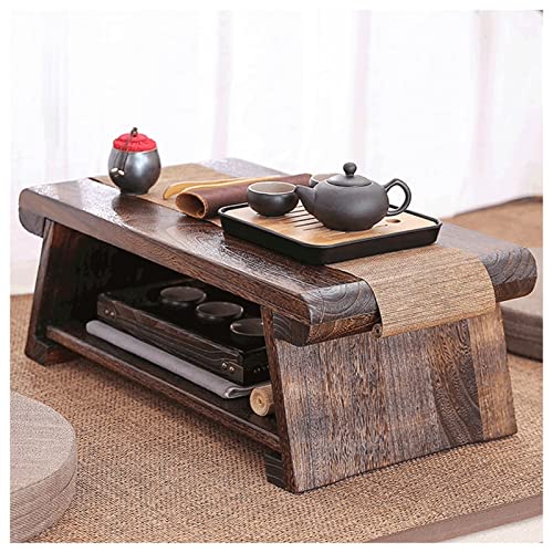 Couchtisch Frühstück im Bett, Serviertablett, Tisch im japanischen Stil, Bodentisch für Tee, antiker Meditationsaltartisch, sitzend auf dem Boden, Möbel (Farbe: Braun, Größe: 80 x 40 x 33 cm) (Braun von CUNTO
