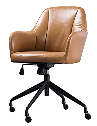 Mid-Century-Bürocomputer-Schreibtischstuhl aus Leder, Gaming-Stühle mit Nylonbeinen und 360°-Schwenkrädern für Chef, Zeichnen, Gaming (#2) von CUNTO