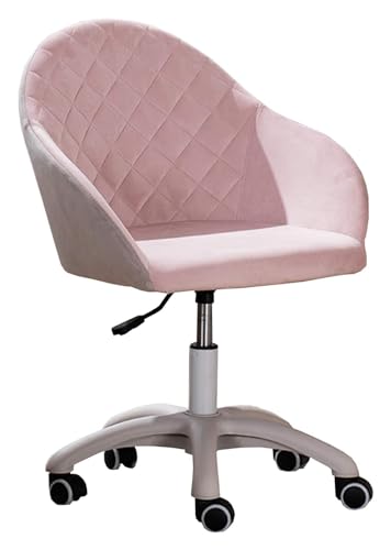 Stuhl, drehbarer Schreibtischstuhl, mittlere Rückenlehne, ergonomischer drehbarer Computerstuhl, höhenverstellbarer Schreibtisch, gepolstert, für Wohnzimmer, Schlafzimmer/Kblau/Größe (rosa Größe) von CUNTO