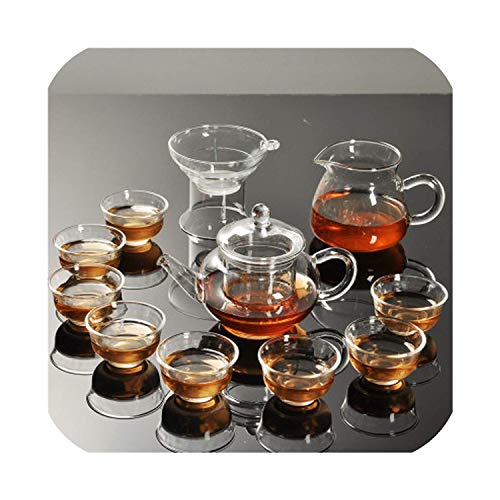 Transparente Glas-Teekanne, doppellagig, kleine Tassen, Kung-Fu-Teeset, kleine Teetassen, Teekannen-Set, 01 Sets, Teekannen (06 Sets wie abgebildet) von CUNTO