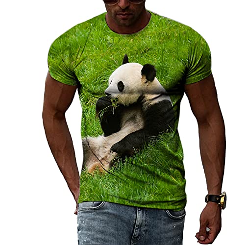 CUSMA Animal Giant Panda Turf T-Shirt Herren/Frauen Casual Rundhalsausschnitt von CUSMA