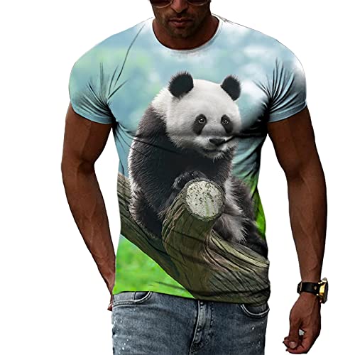 CUSMA Blaues Animal Giant Panda T-Shirt für Frauen und Männer von CUSMA