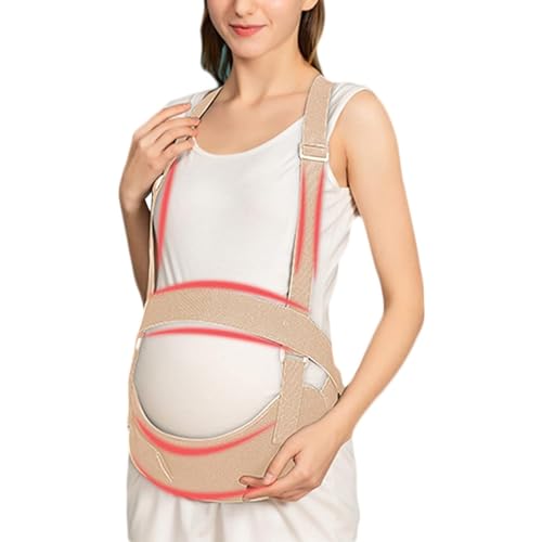 CUSMA Schwangerschaftsstützgürtel, Mutterschaftsbauchbänder, Atmungsaktive Bauchband-Rückenstütze, Nach Der Geburt Postpartale Rückenstütze,Beige,L von CUSMA