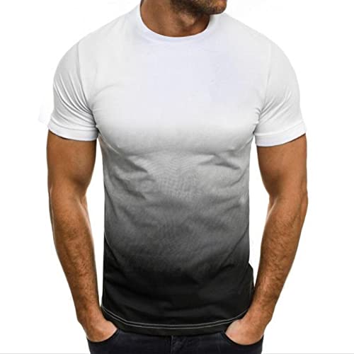 CUSMA Schwarzes und weißes 3D T-Shirt mit Farbverlauf weißer Hintergrund Farbe helles Oberteil für Männer und Frauen Kleidung von CUSMA