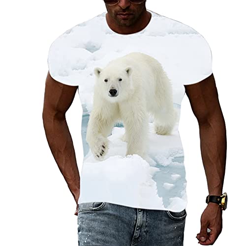 CUSMA Weißes T-Shirt mit Tiermotiv und 3D-Druck für Damen und Herren mit Rundhalsausschnitt und kurzen Ärmeln von CUSMA