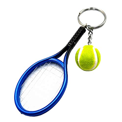 CUSROS Simulation Mini Tennis Schläger Ball Schlüsselbund Anhänger Tasche Schlüsselring Für Sportliebhaber Blau Einheitsgröße von CUSROS