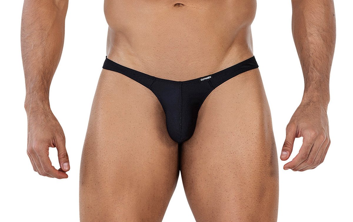 CUT4MEN String Schwarzer Männer Thong String Blickdicht Slip mit Suspensorium von CUT4MEN