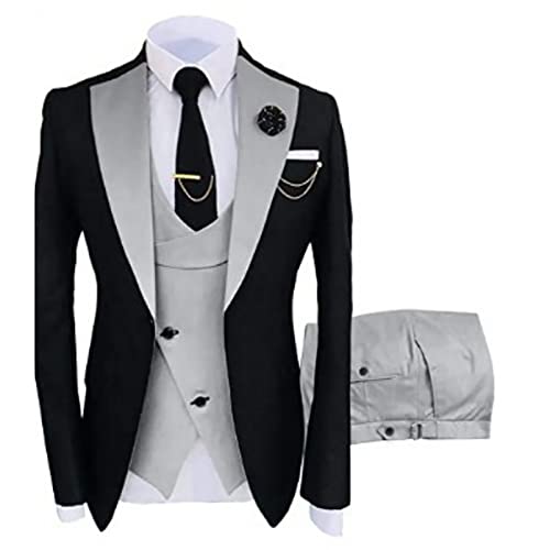 CUTTE Herren 3-teiliger Blazer Anzug Bräutigam Trauzeugen Hochzeit Bankett Slim Fit Business Jacken Mäntel Hosen Party Wear Anzüge Sets,08,M von CUTTE